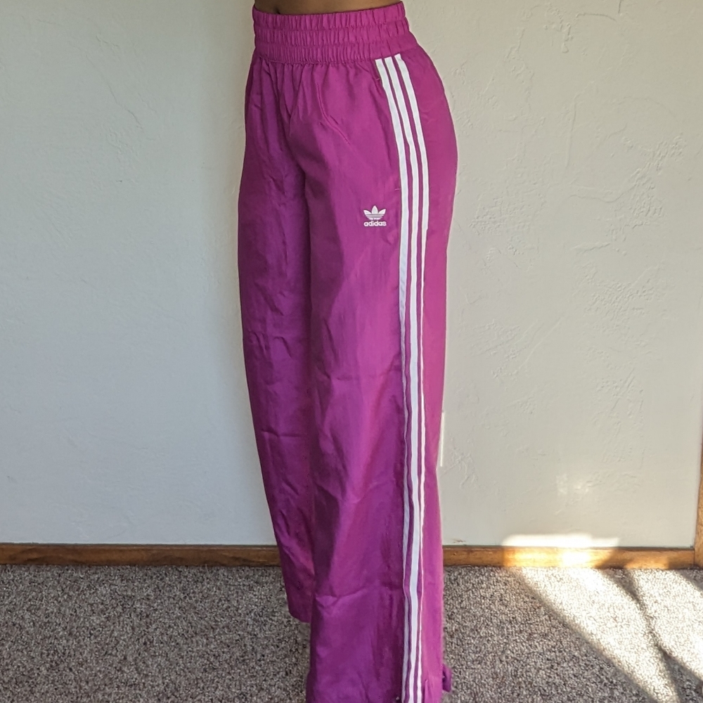 Women's Adidas Magenta Wide Leg Track Pants Size US 6